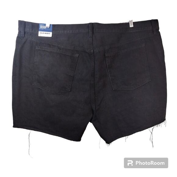 Old Navy High-Waisted Slouchy Straight Ripped Cut-Off Black Jean Shorts Size 26 - Picture 3 of 9